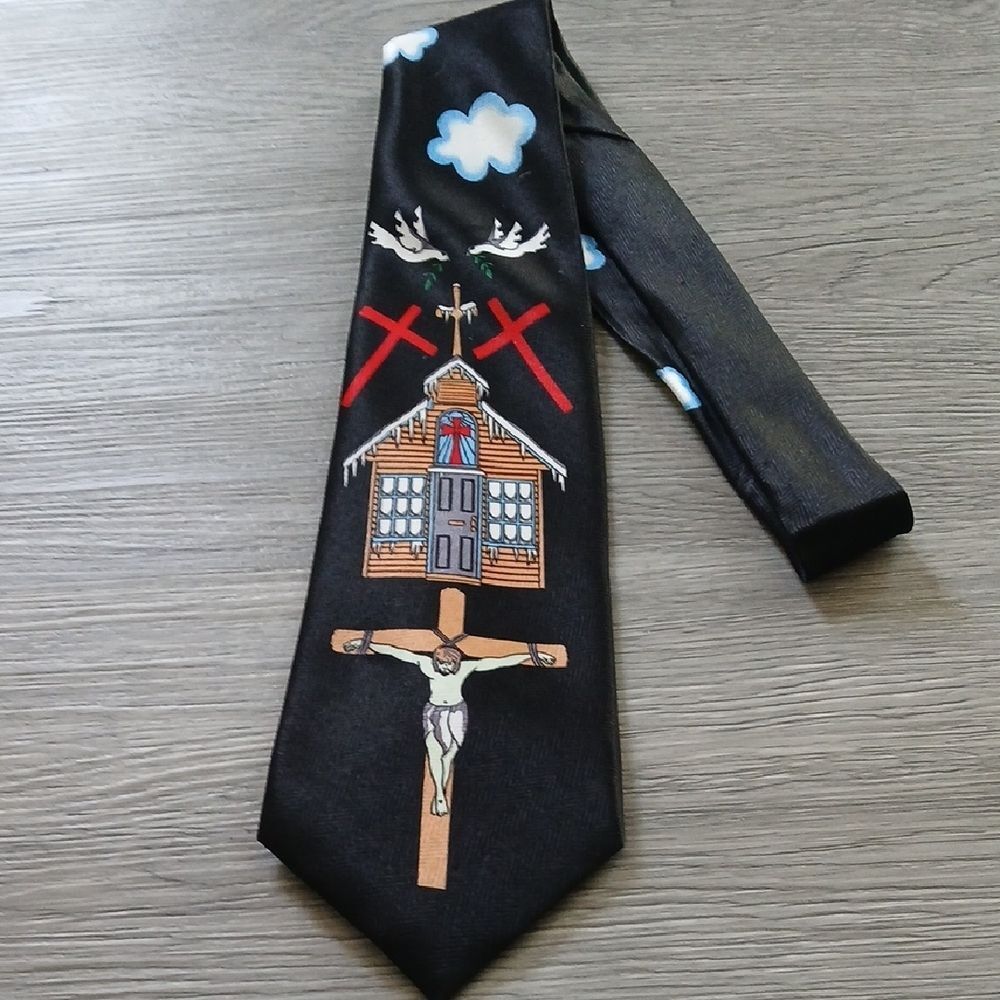 Cissa religious Christ on Cross Church tie NWOT